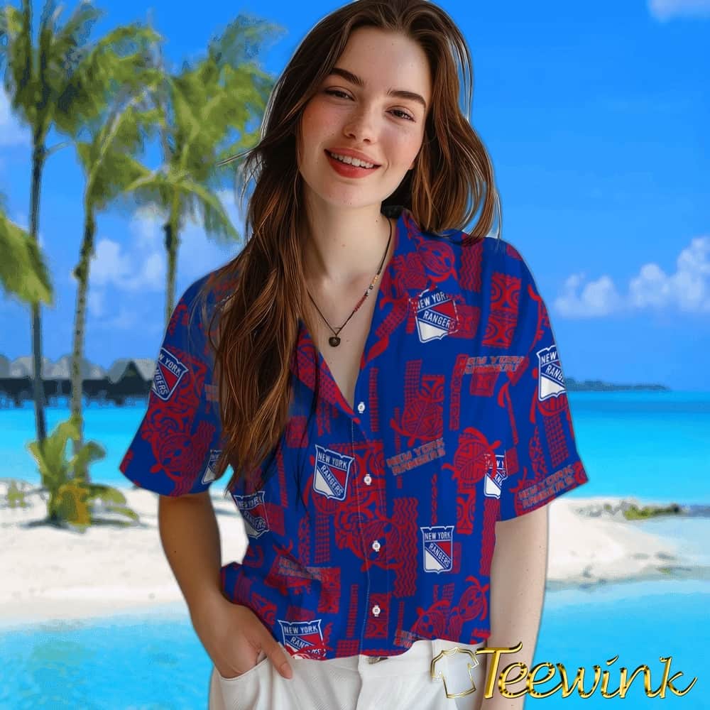 New York Rangers Hawaiian Shirt – Turtle Lines image 4 New York Rangers Hawaiian Shirt – Turtle Lines image 4