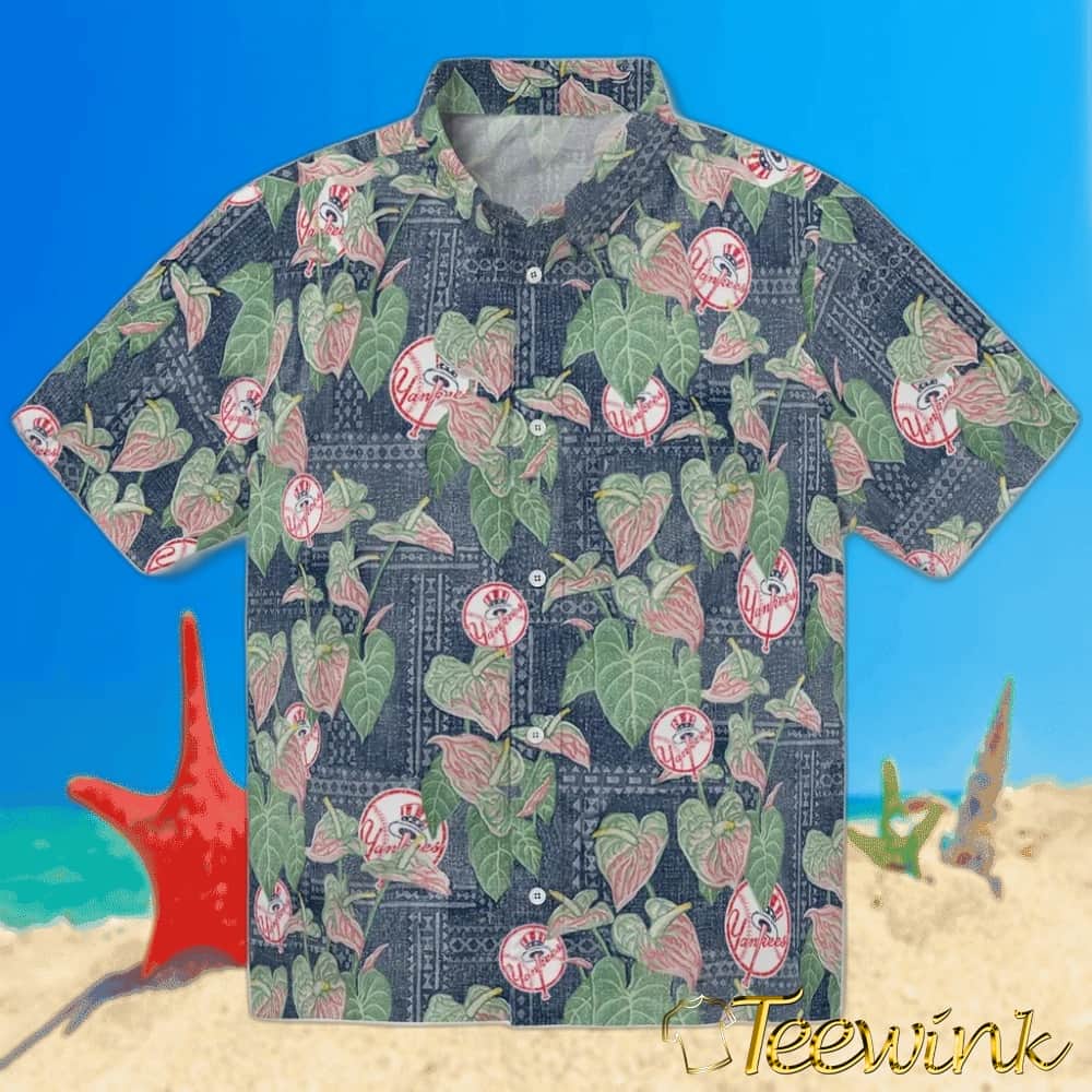 New York Yankees Hawaiian Shirt – Anthurium Overlay