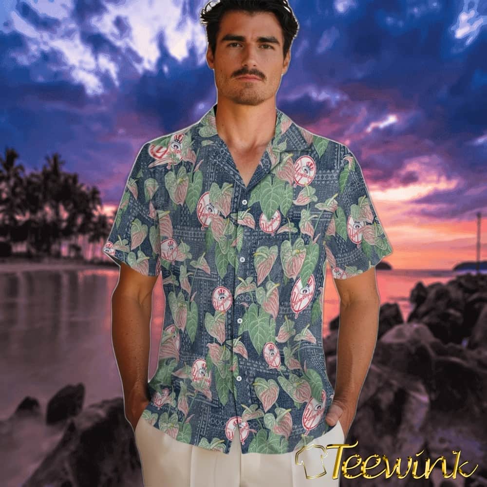 New York Yankees Hawaiian Shirt – Anthurium Overlay image 2 New York Yankees Hawaiian Shirt – Anthurium Overlay image 2