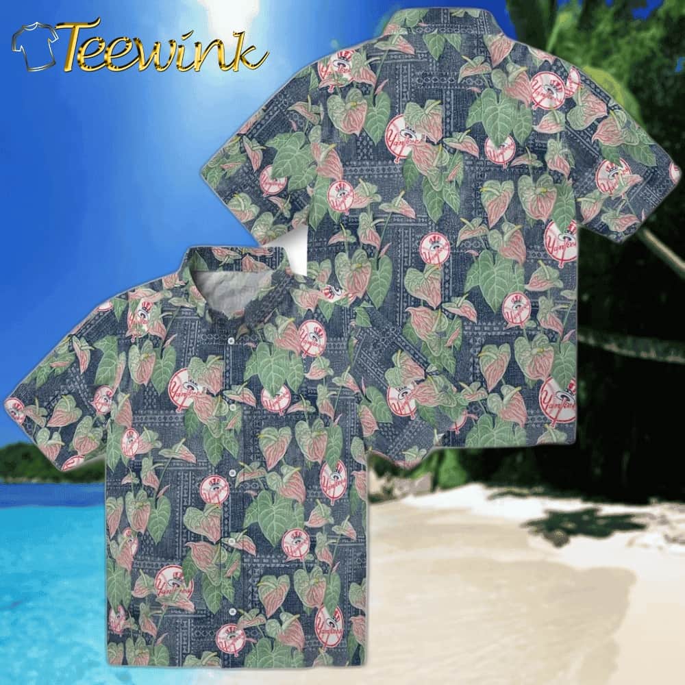 New York Yankees Hawaiian Shirt – Anthurium Overlay image 3 New York Yankees Hawaiian Shirt – Anthurium Overlay image 3