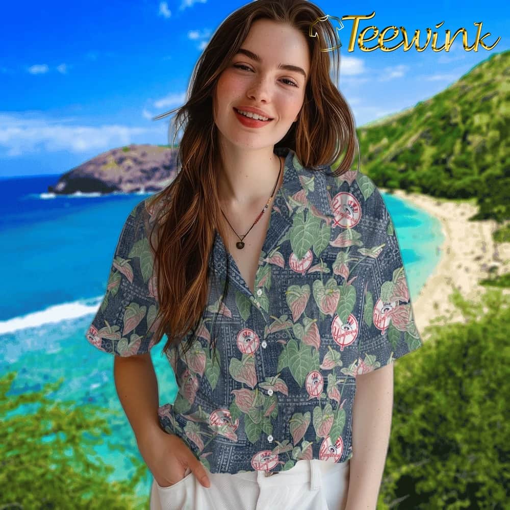 New York Yankees Hawaiian Shirt – Anthurium Overlay image 4 New York Yankees Hawaiian Shirt – Anthurium Overlay image 4