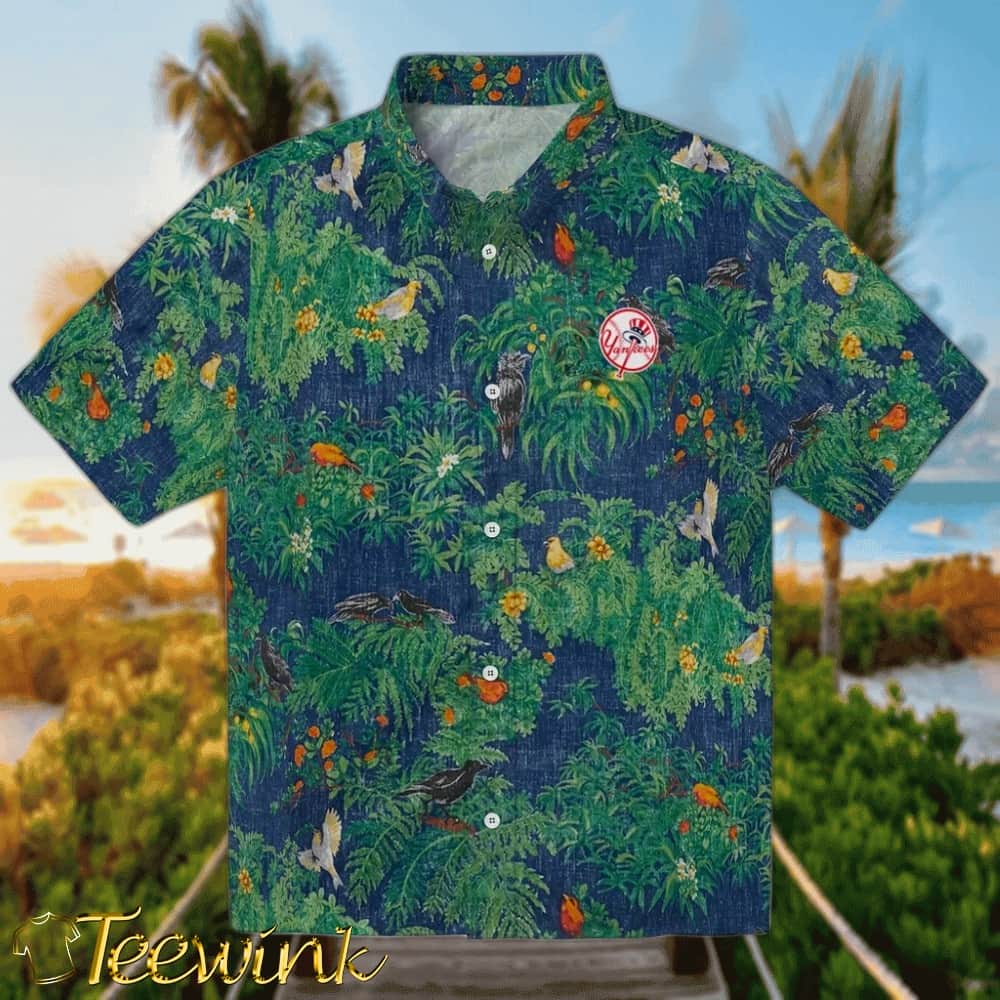 New York Yankees Hawaiian Shirt – Brilliant Hibiscus Garden New York Yankees Hawaiian Shirt – Brilliant Hibiscus Garden