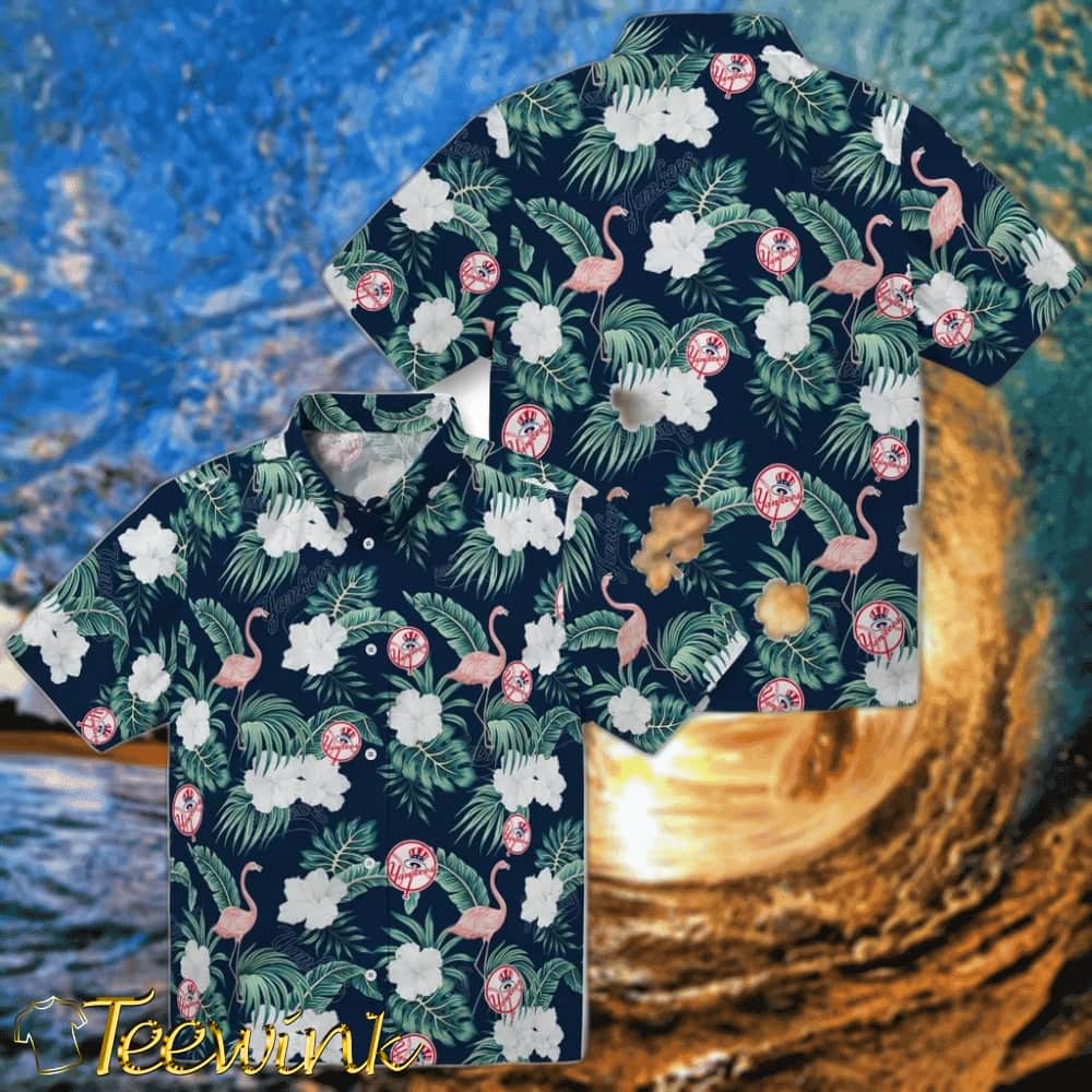 New York Yankees Hawaiian Shirt – Flamingo and Hibiscus image 3 New York Yankees Hawaiian Shirt – Flamingo and Hibiscus image 3