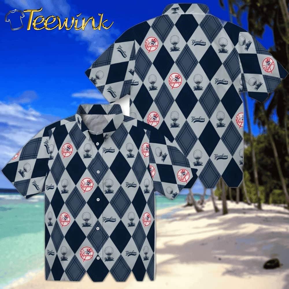 New York Yankees Hawaiian Shirt – Golfing Plaid image 3 New York Yankees Hawaiian Shirt – Golfing Plaid image 3