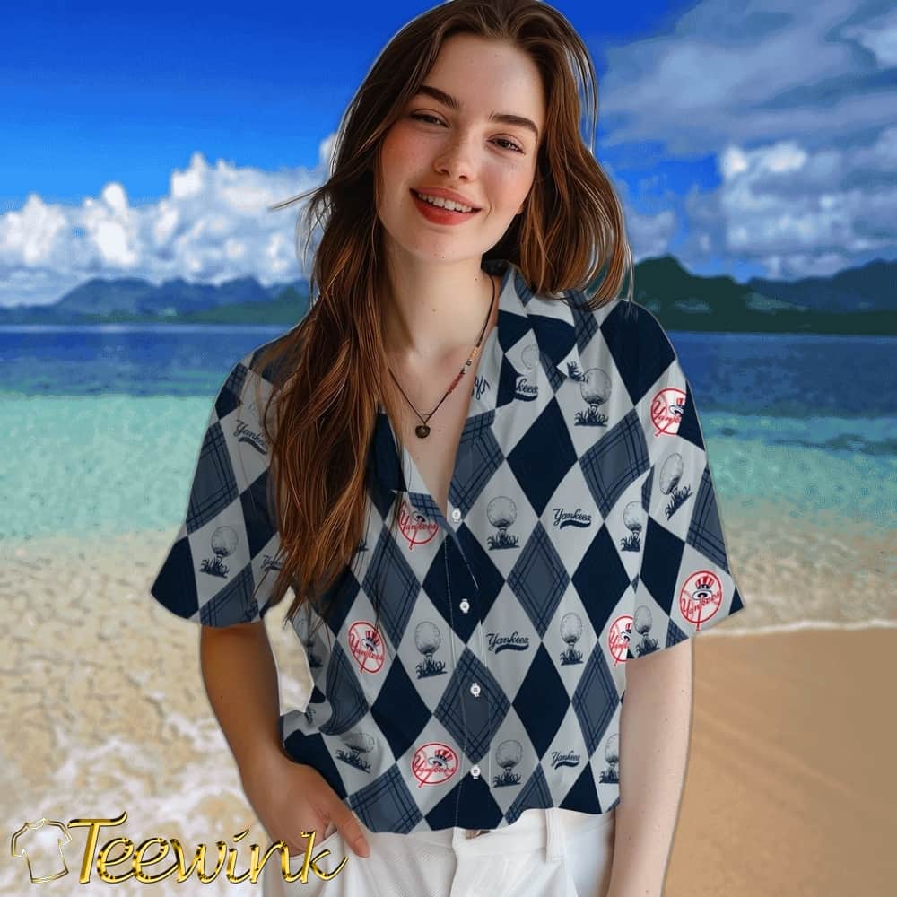 New York Yankees Hawaiian Shirt – Golfing Plaid image 4 New York Yankees Hawaiian Shirt – Golfing Plaid image 4