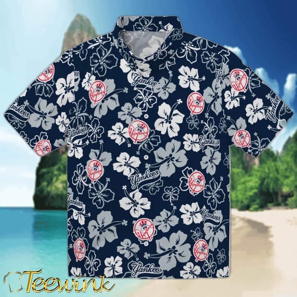 New York Yankees Hawaiian Shirt – Hibiscus Flower Design