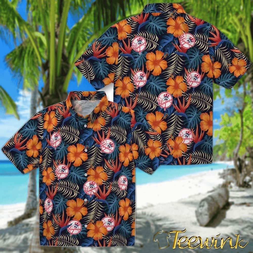 New York Yankees Hawaiian Shirt – Hibiscus Foliage image 3 New York Yankees Hawaiian Shirt – Hibiscus Foliage image 3