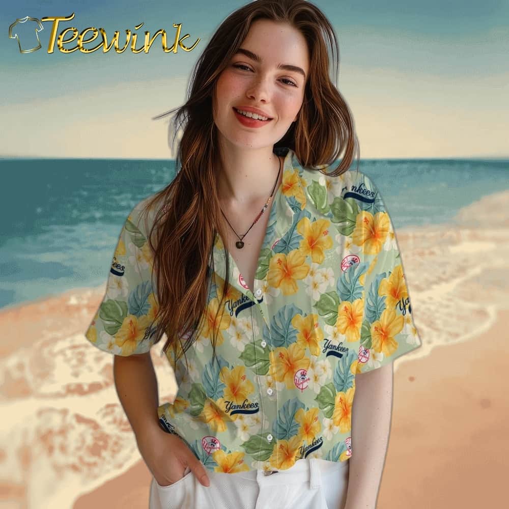 New York Yankees Hawaiian Shirt – Hibiscus Mood image 4 New York Yankees Hawaiian Shirt – Hibiscus Mood image 4