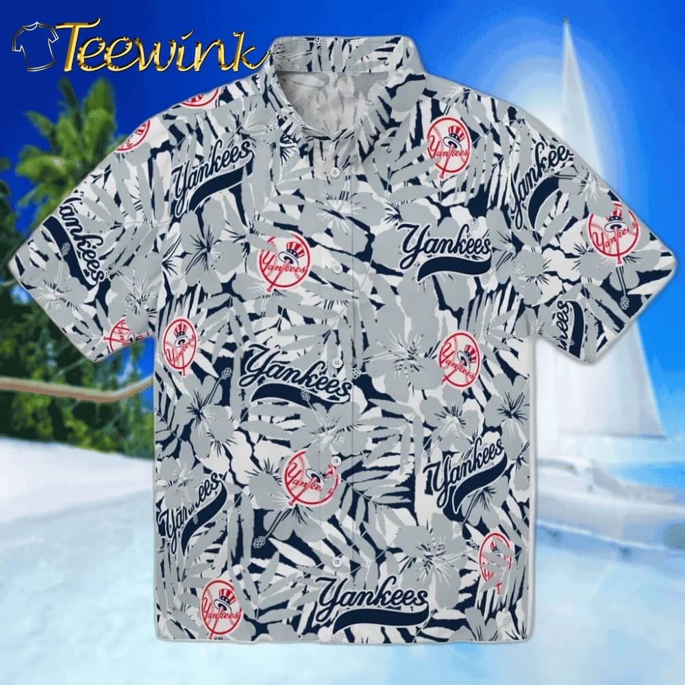New York Yankees Hawaiian Shirt – Hibiscus Overlay