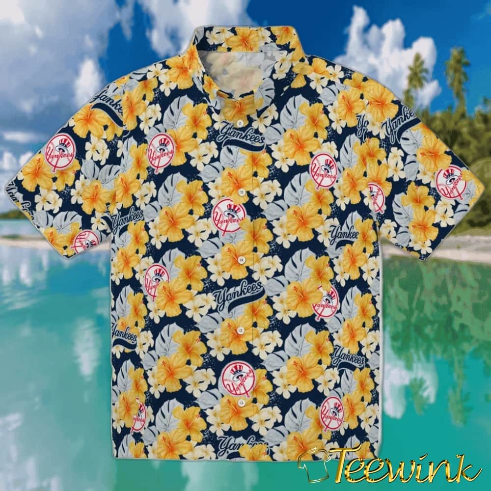 New York Yankees Hawaiian Shirt – Hibiscus Tiki Jungle New York Yankees Hawaiian Shirt – Hibiscus Tiki Jungle