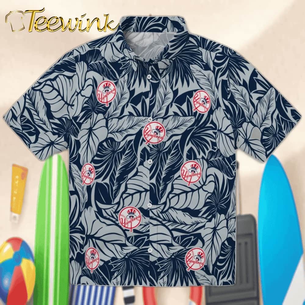New York Yankees Hawaiian Shirt – Leaf Outline