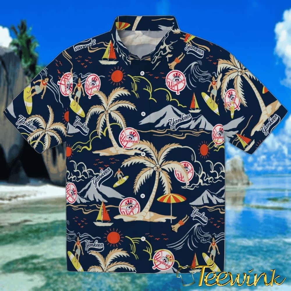 New York Yankees Hawaiian Shirt – Palm Sunset