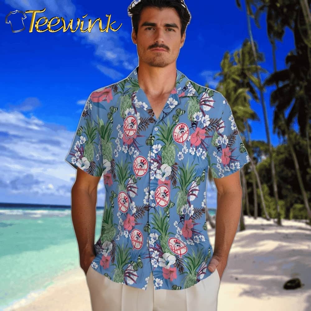 New York Yankees Hawaiian Shirt – Pineapple Bouquet image 2 New York Yankees Hawaiian Shirt – Pineapple Bouquet image 2