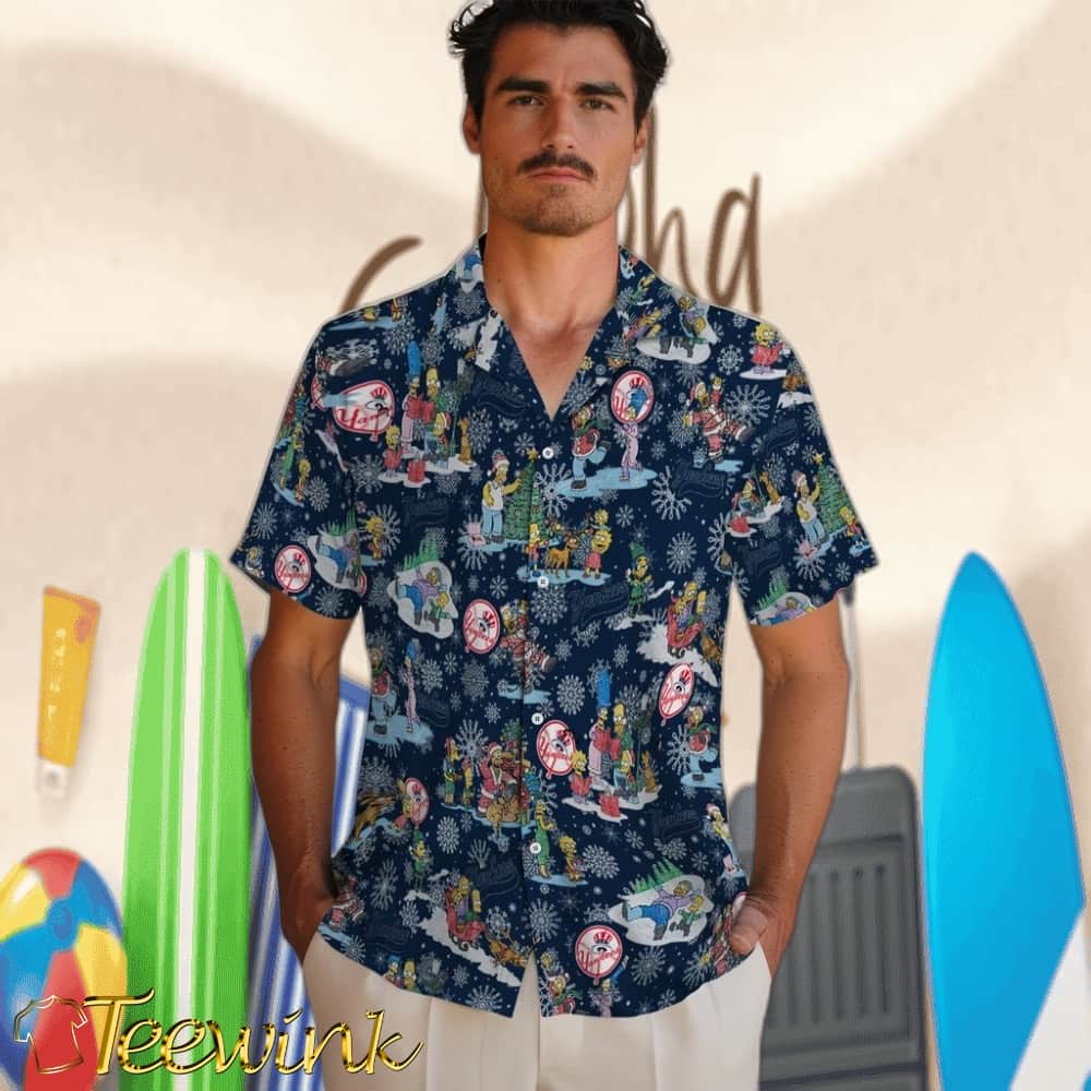 New York Yankees Hawaiian Shirt – Simpsons Christmas image 2 New York Yankees Hawaiian Shirt – Simpsons Christmas image 2