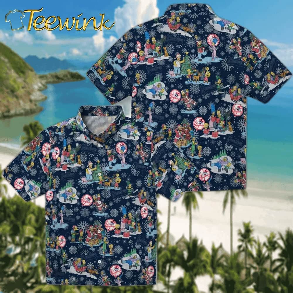 New York Yankees Hawaiian Shirt – Simpsons Christmas image 3 New York Yankees Hawaiian Shirt – Simpsons Christmas image 3