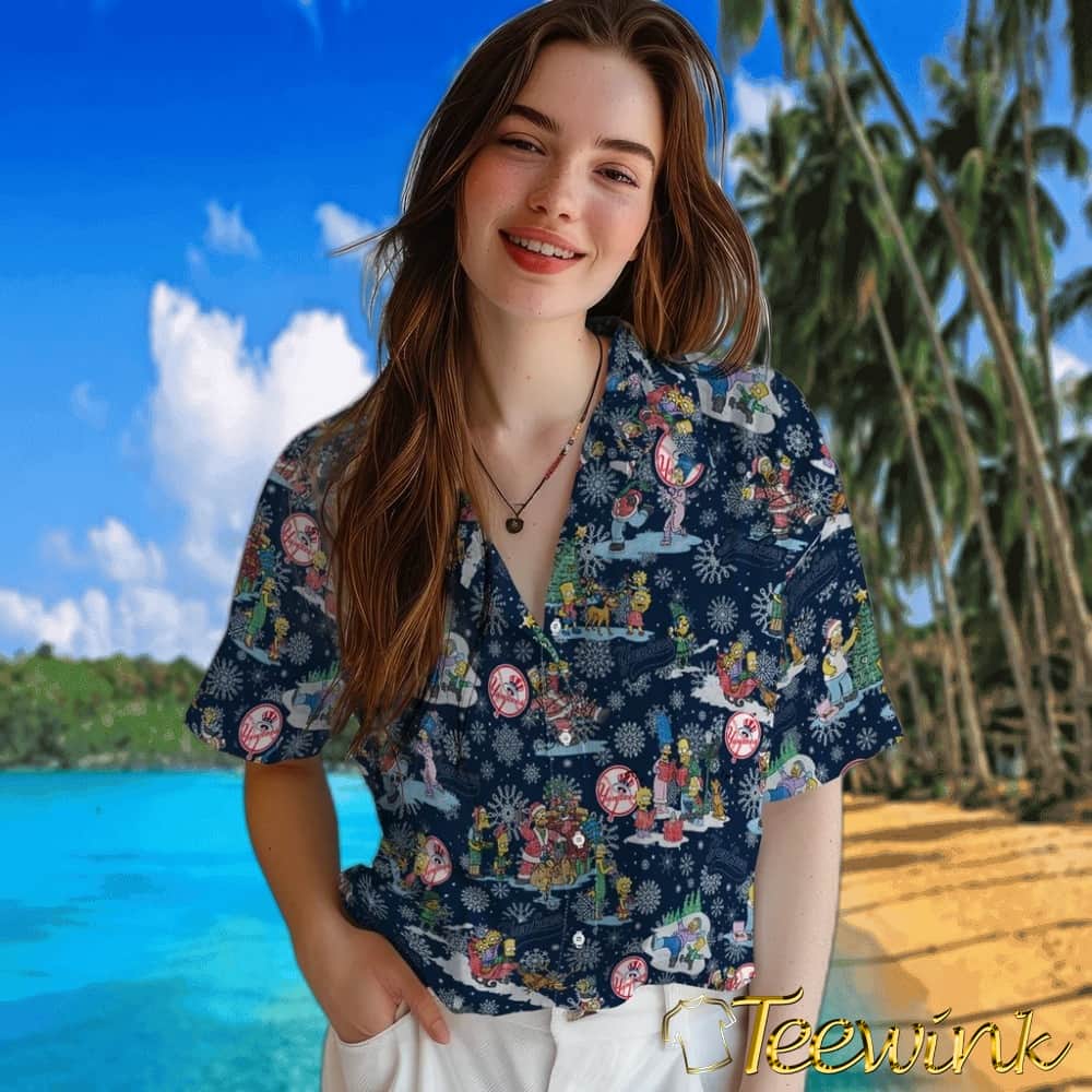 New York Yankees Hawaiian Shirt – Simpsons Christmas image 4 New York Yankees Hawaiian Shirt – Simpsons Christmas image 4