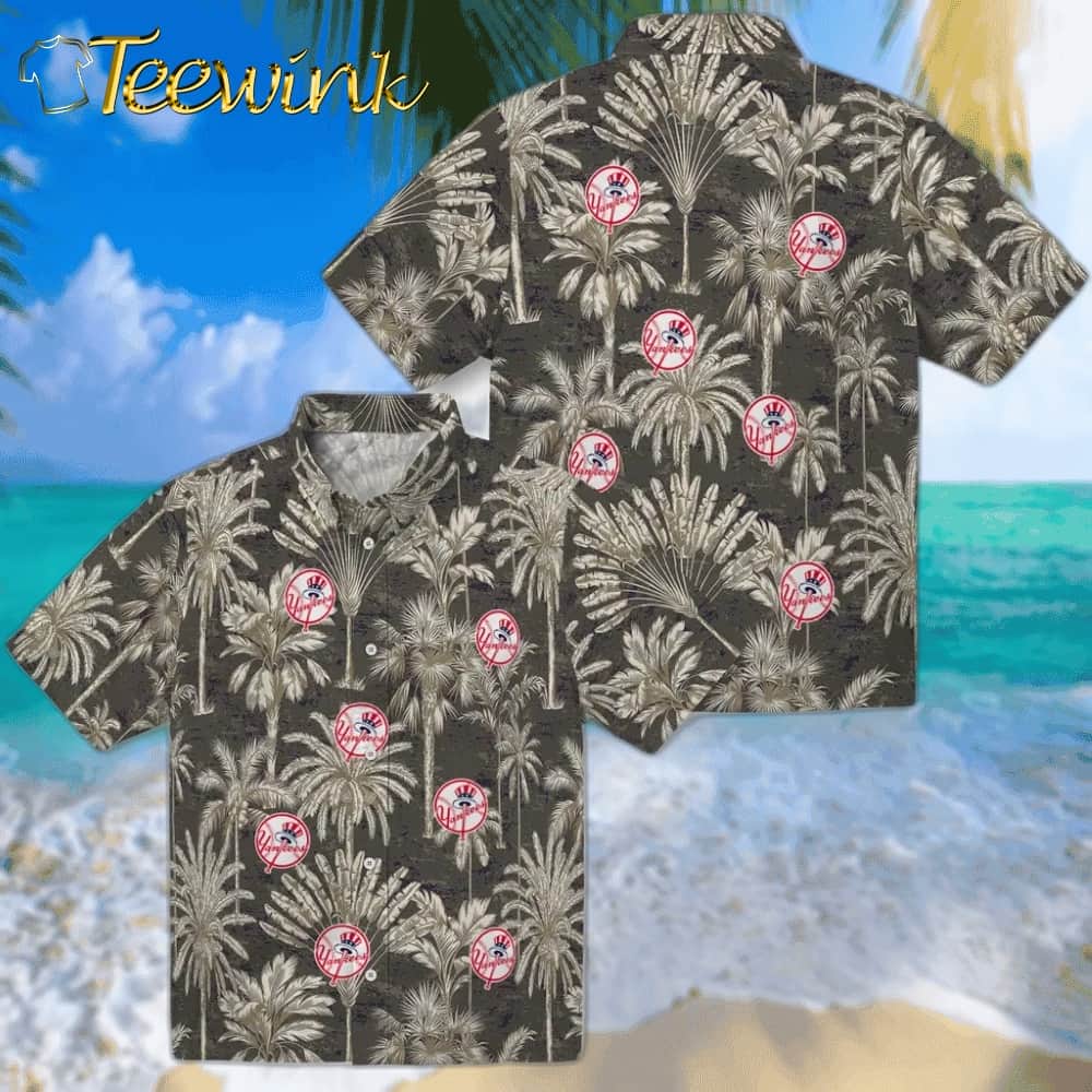 New York Yankees Hawaiian Shirt – Vintage Palm Tree image 3 New York Yankees Hawaiian Shirt – Vintage Palm Tree image 3