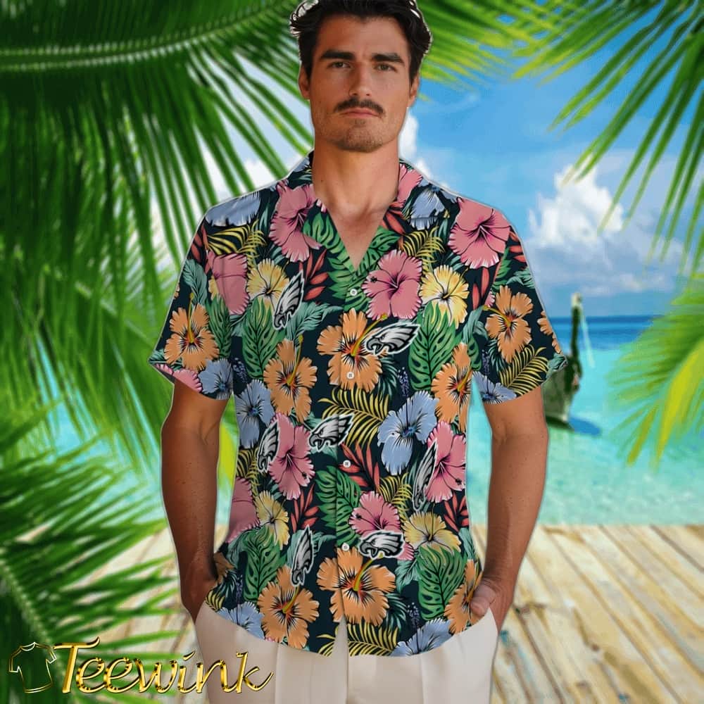 Philadelphia Eagles Hawaiian Shirt – Brilliant Hibiscus Garden image 2 Philadelphia Eagles Hawaiian Shirt – Brilliant Hibiscus Garden image 2