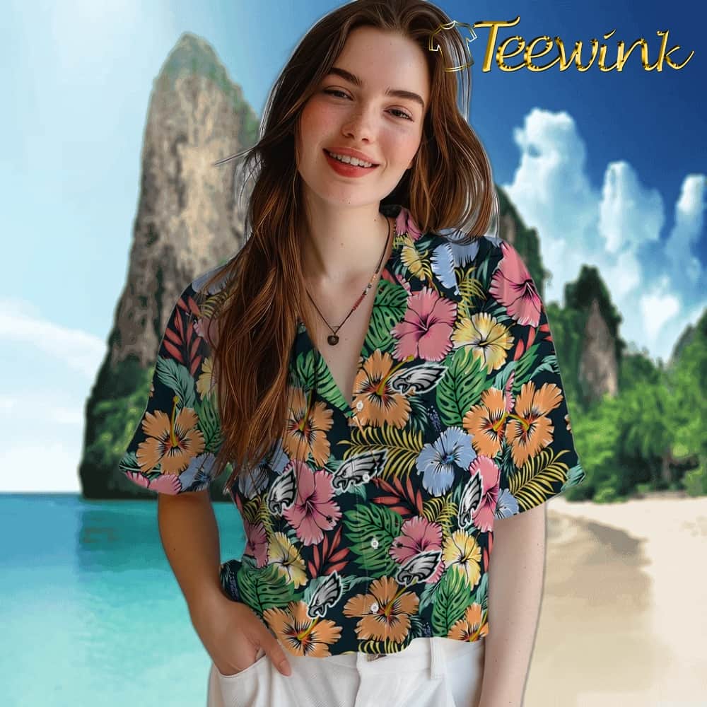 Philadelphia Eagles Hawaiian Shirt – Brilliant Hibiscus Garden image 4 Philadelphia Eagles Hawaiian Shirt – Brilliant Hibiscus Garden image 4