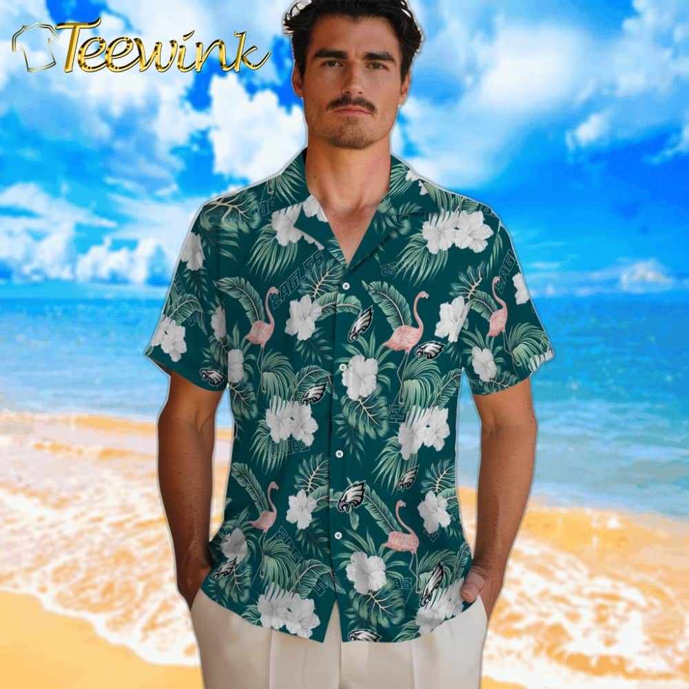 Philadelphia Eagles Hawaiian Shirt – Flamingo and Hibiscus image 2 Philadelphia Eagles Hawaiian Shirt – Flamingo and Hibiscus image 2