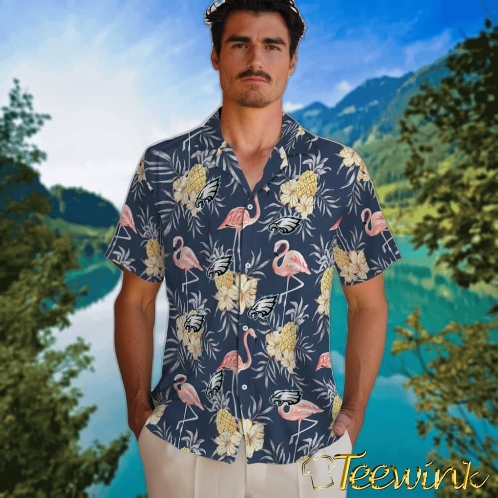 Philadelphia Eagles Hawaiian Shirt – Flamingo Hibiscus image 2 Philadelphia Eagles Hawaiian Shirt – Flamingo Hibiscus image 2