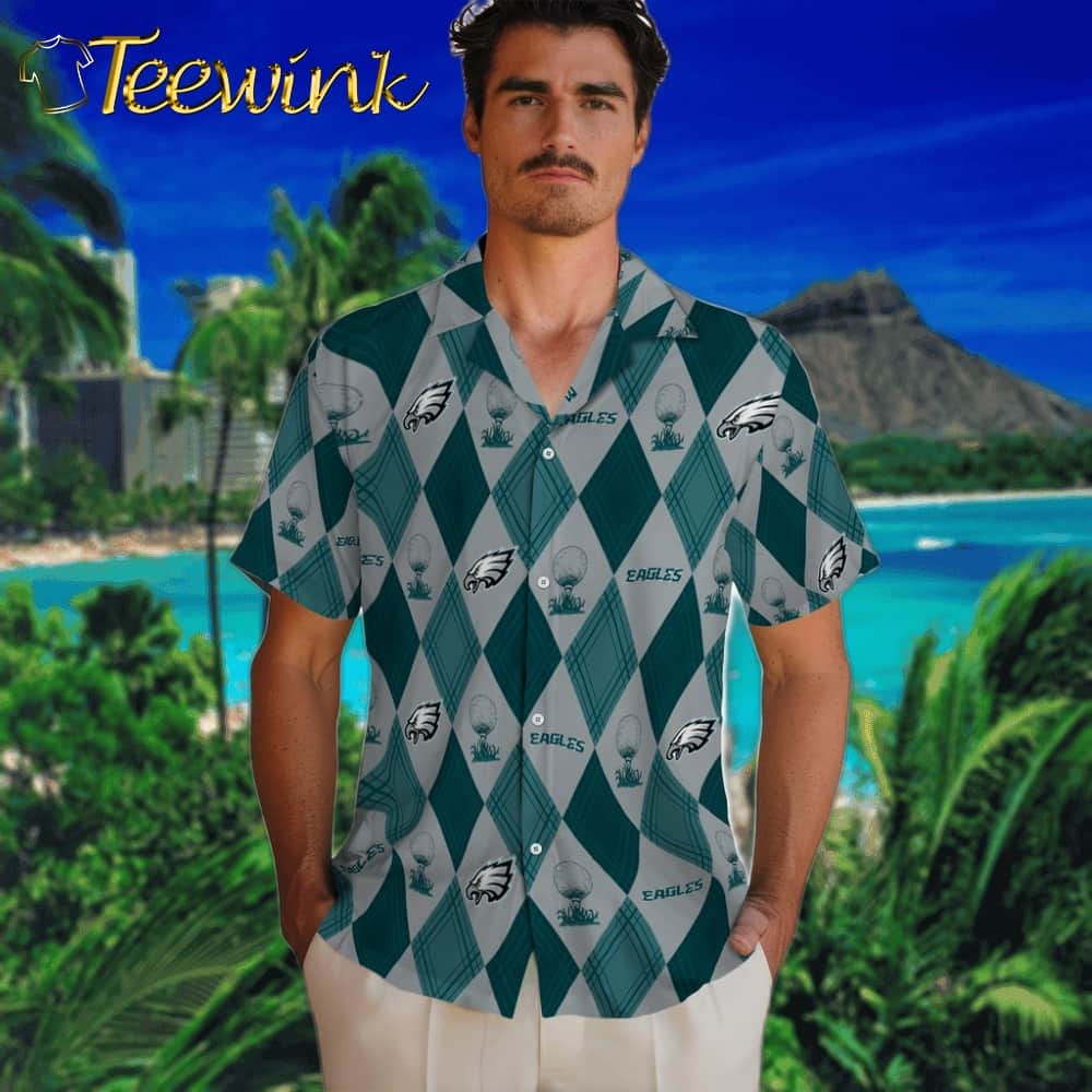 Philadelphia Eagles Hawaiian Shirt – Golfing Plaid image 2 Philadelphia Eagles Hawaiian Shirt – Golfing Plaid image 2