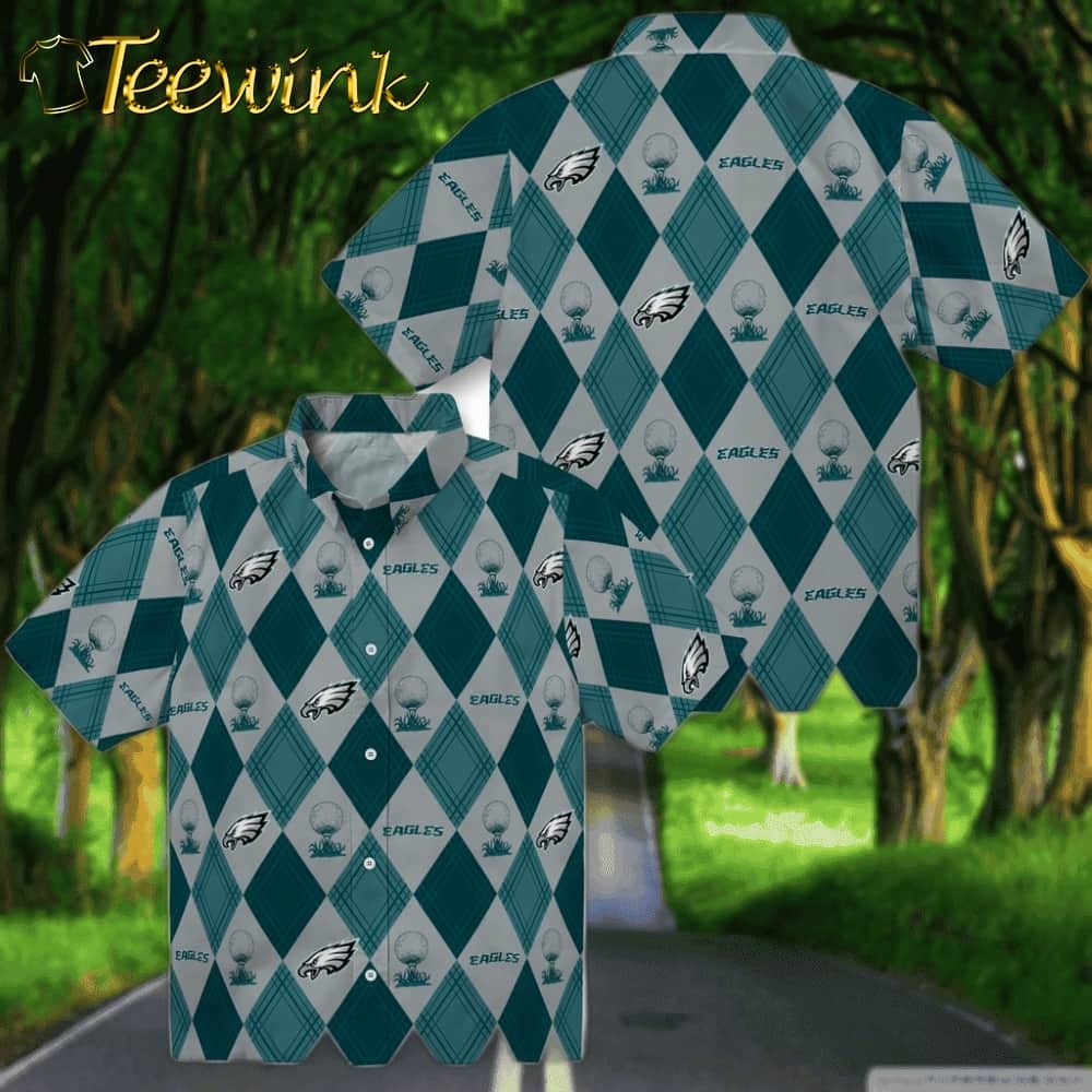 Philadelphia Eagles Hawaiian Shirt – Golfing Plaid image 3 Philadelphia Eagles Hawaiian Shirt – Golfing Plaid image 3