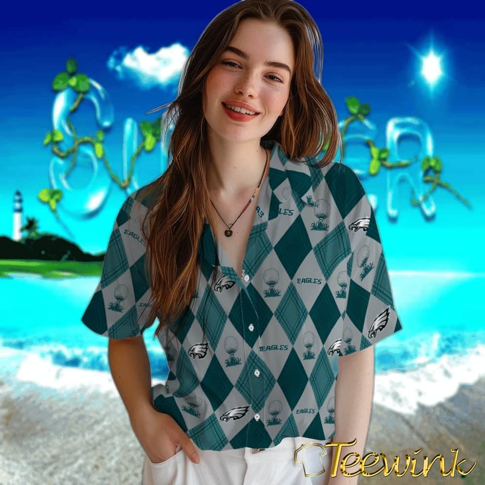 Philadelphia Eagles Hawaiian Shirt – Golfing Plaid image 4 Philadelphia Eagles Hawaiian Shirt – Golfing Plaid image 4