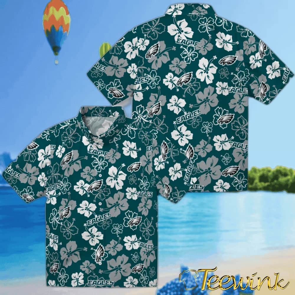 Philadelphia Eagles Hawaiian Shirt – Hibiscus Flower Design image 3 Philadelphia Eagles Hawaiian Shirt – Hibiscus Flower Design image 3