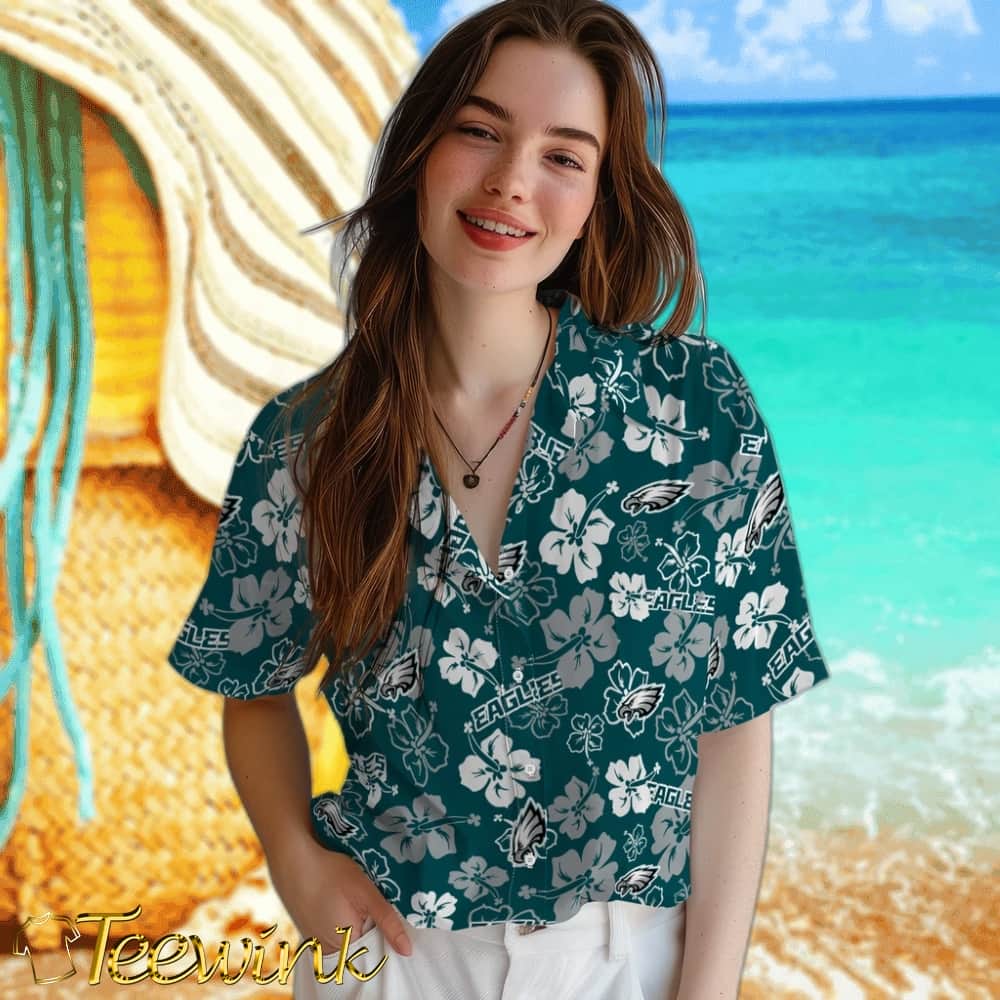 Philadelphia Eagles Hawaiian Shirt – Hibiscus Flower Design image 4 Philadelphia Eagles Hawaiian Shirt – Hibiscus Flower Design image 4