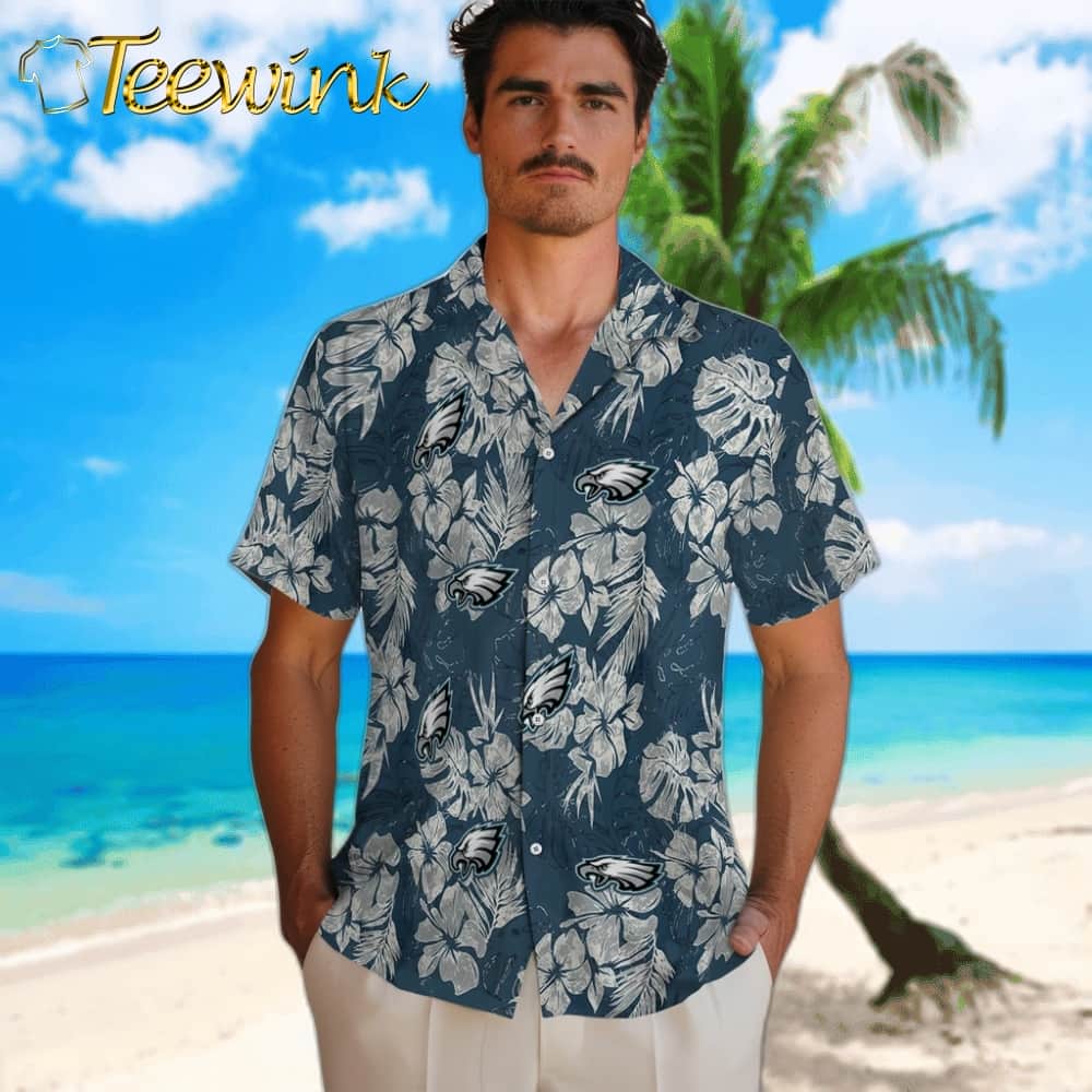 Philadelphia Eagles Hawaiian Shirt – Hibiscus Flowers image 2 Philadelphia Eagles Hawaiian Shirt – Hibiscus Flowers image 2