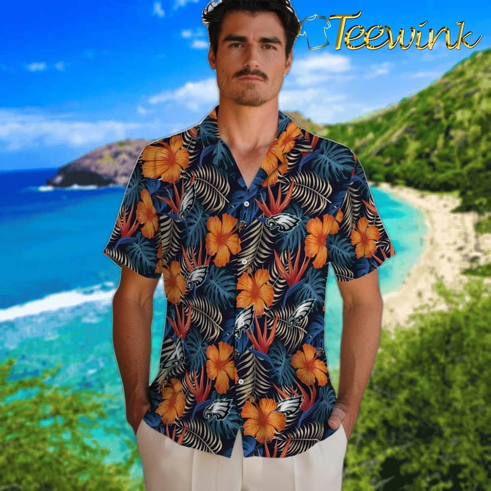 Philadelphia Eagles Hawaiian Shirt – Hibiscus Foliage image 2 Philadelphia Eagles Hawaiian Shirt – Hibiscus Foliage image 2