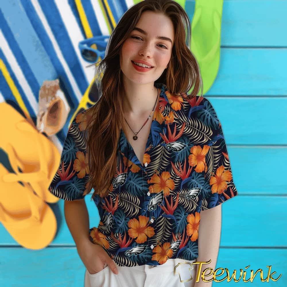 Philadelphia Eagles Hawaiian Shirt – Hibiscus Foliage image 4 Philadelphia Eagles Hawaiian Shirt – Hibiscus Foliage image 4