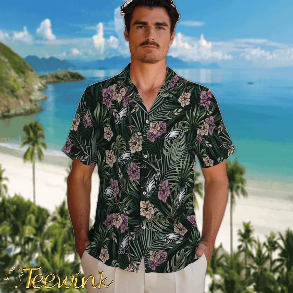 Philadelphia Eagles Hawaiian Shirt – Hibiscus Leaves Pattern image 2 Philadelphia Eagles Hawaiian Shirt – Hibiscus Leaves Pattern image 2