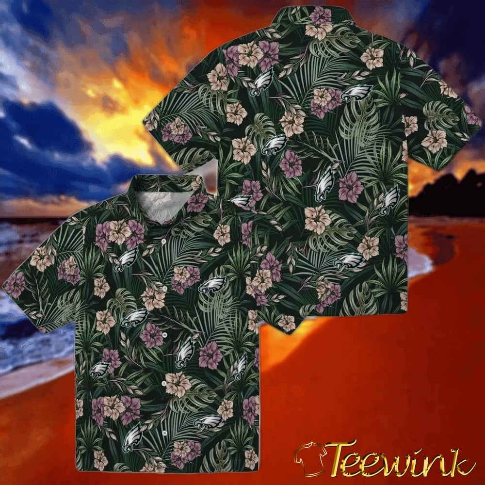 Philadelphia Eagles Hawaiian Shirt – Hibiscus Leaves Pattern image 3 Philadelphia Eagles Hawaiian Shirt – Hibiscus Leaves Pattern image 3