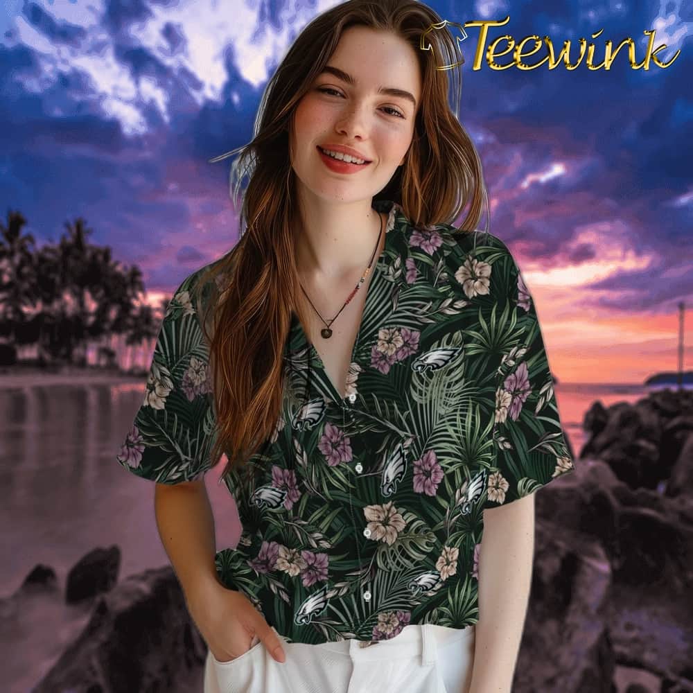 Philadelphia Eagles Hawaiian Shirt – Hibiscus Leaves Pattern image 4 Philadelphia Eagles Hawaiian Shirt – Hibiscus Leaves Pattern image 4