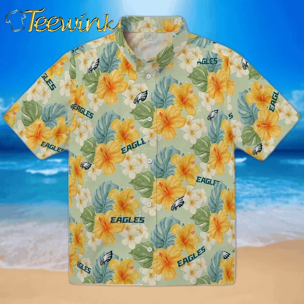 Philadelphia Eagles Hawaiian Shirt – Hibiscus Leaves Pattern Philadelphia Eagles Hawaiian Shirt – Hibiscus Leaves Pattern