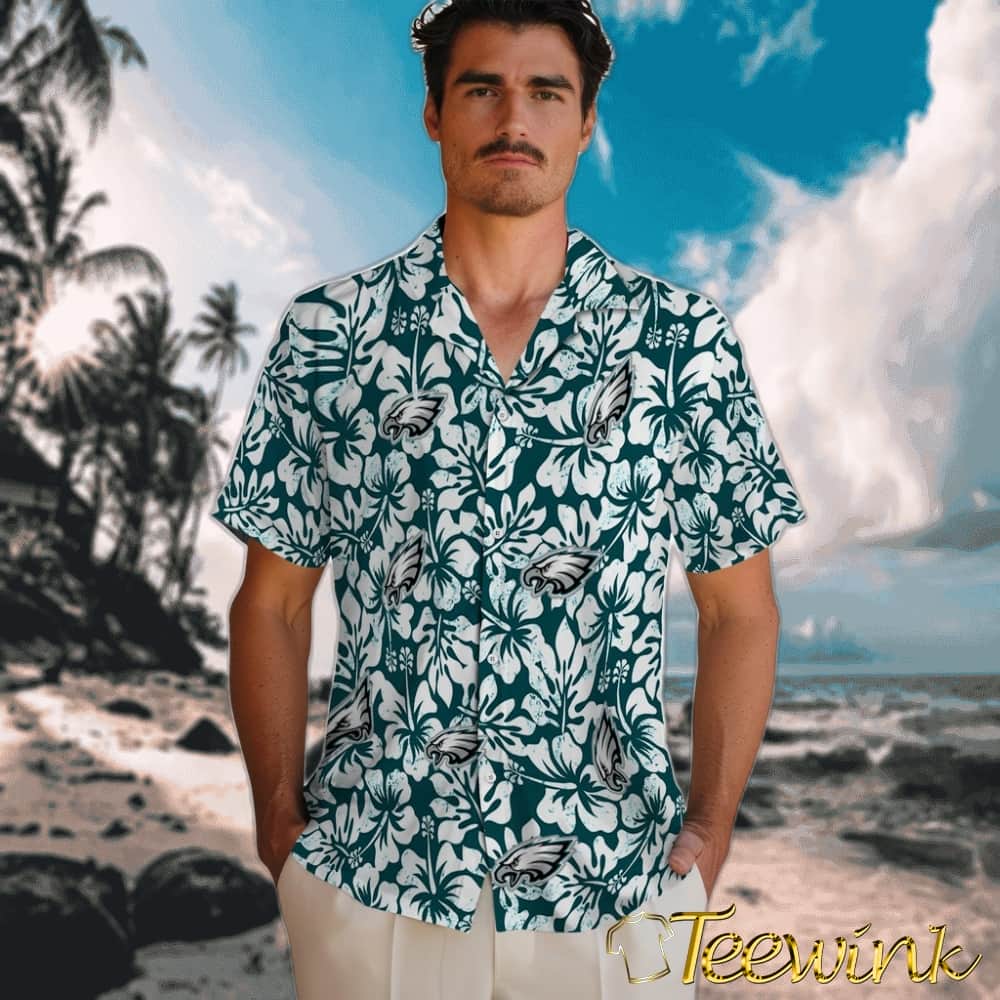 Philadelphia Eagles Hawaiian Shirt – Hibiscus Motif image 2 Philadelphia Eagles Hawaiian Shirt – Hibiscus Motif image 2
