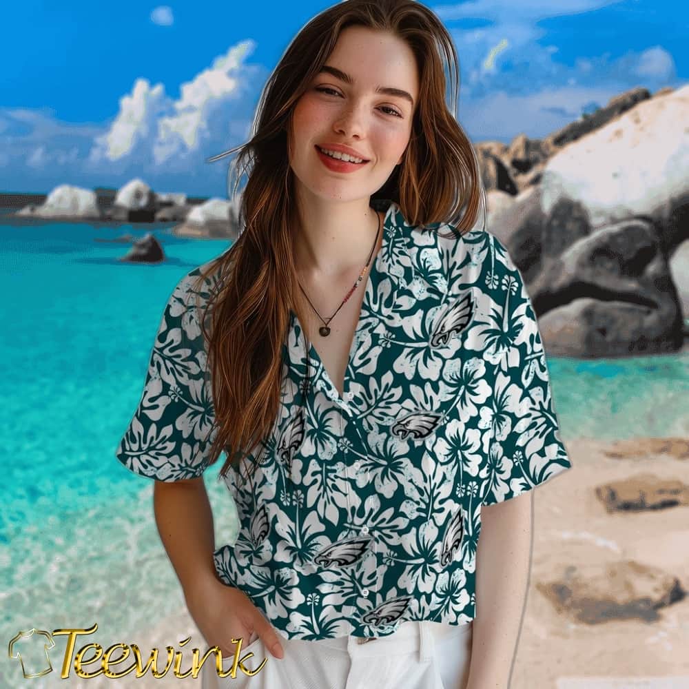 Philadelphia Eagles Hawaiian Shirt – Hibiscus Motif image 4 Philadelphia Eagles Hawaiian Shirt – Hibiscus Motif image 4