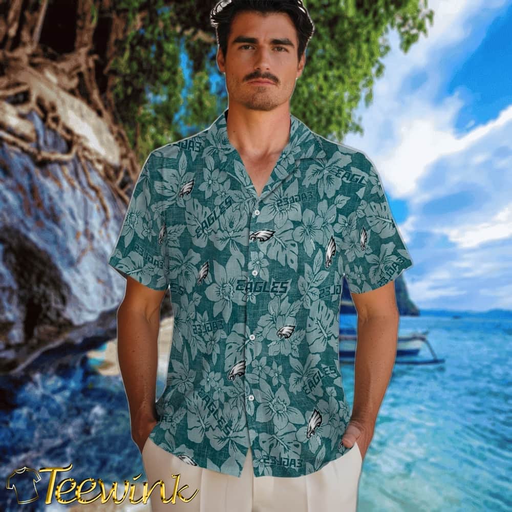 Philadelphia Eagles Hawaiian Shirt – Hibiscus Oasis image 2 Philadelphia Eagles Hawaiian Shirt – Hibiscus Oasis image 2