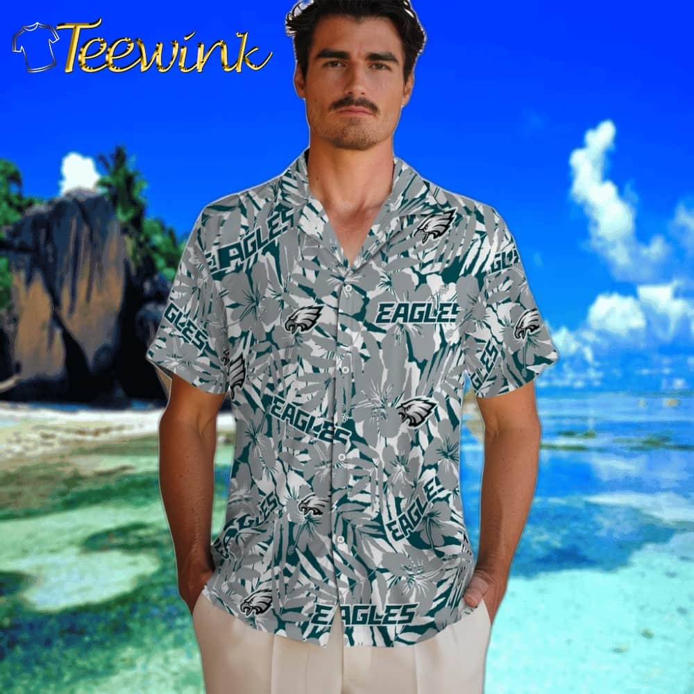 Philadelphia Eagles Hawaiian Shirt – Hibiscus Overlay image 2 Philadelphia Eagles Hawaiian Shirt – Hibiscus Overlay image 2
