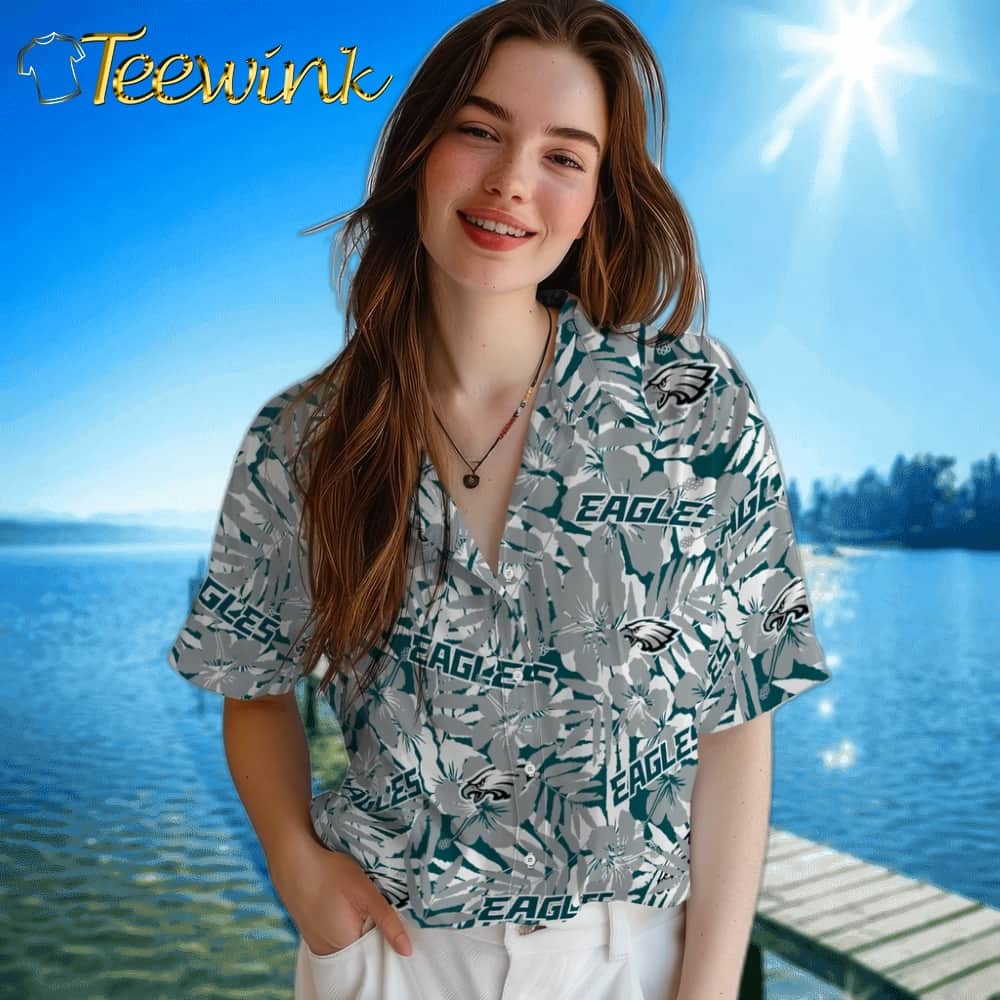 Philadelphia Eagles Hawaiian Shirt – Hibiscus Overlay image 4 Philadelphia Eagles Hawaiian Shirt – Hibiscus Overlay image 4