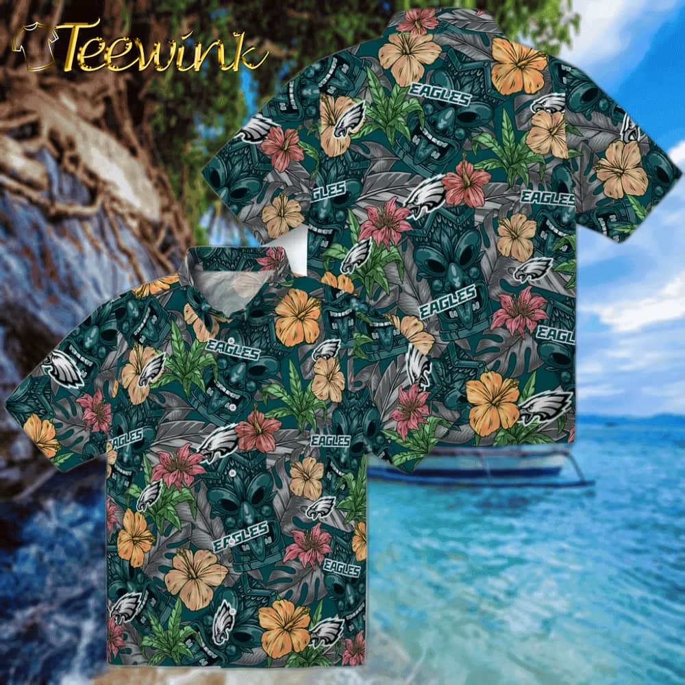 Philadelphia Eagles Hawaiian Shirt – Hibiscus Tiki Jungle image 3 Philadelphia Eagles Hawaiian Shirt – Hibiscus Tiki Jungle image 3