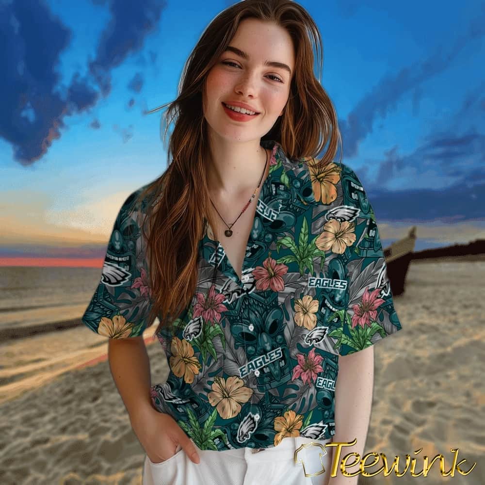 Philadelphia Eagles Hawaiian Shirt – Hibiscus Tiki Jungle image 4 Philadelphia Eagles Hawaiian Shirt – Hibiscus Tiki Jungle image 4