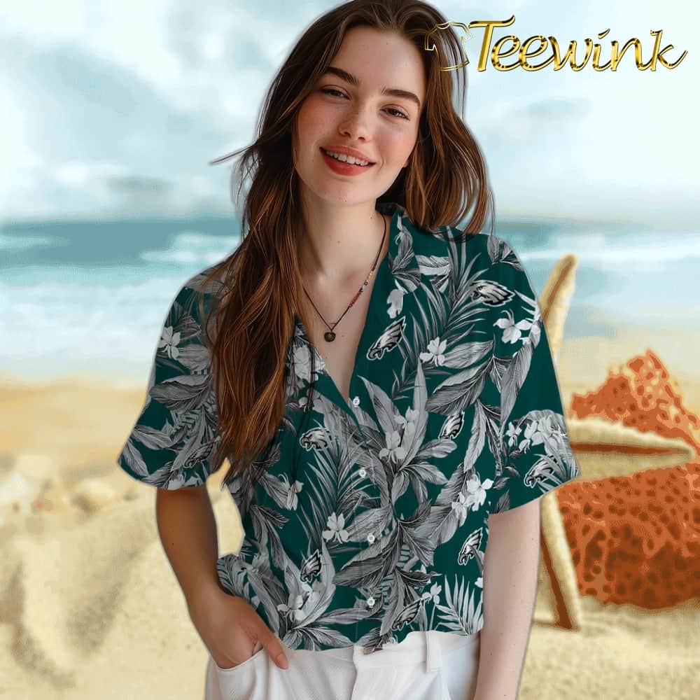 Philadelphia Eagles Hawaiian Shirt – Palm Leaves image 4 Philadelphia Eagles Hawaiian Shirt – Palm Leaves image 4