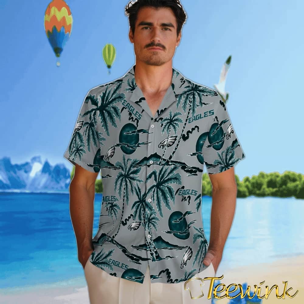 Philadelphia Eagles Hawaiian Shirt – Palm Sunset image 2 Philadelphia Eagles Hawaiian Shirt – Palm Sunset image 2