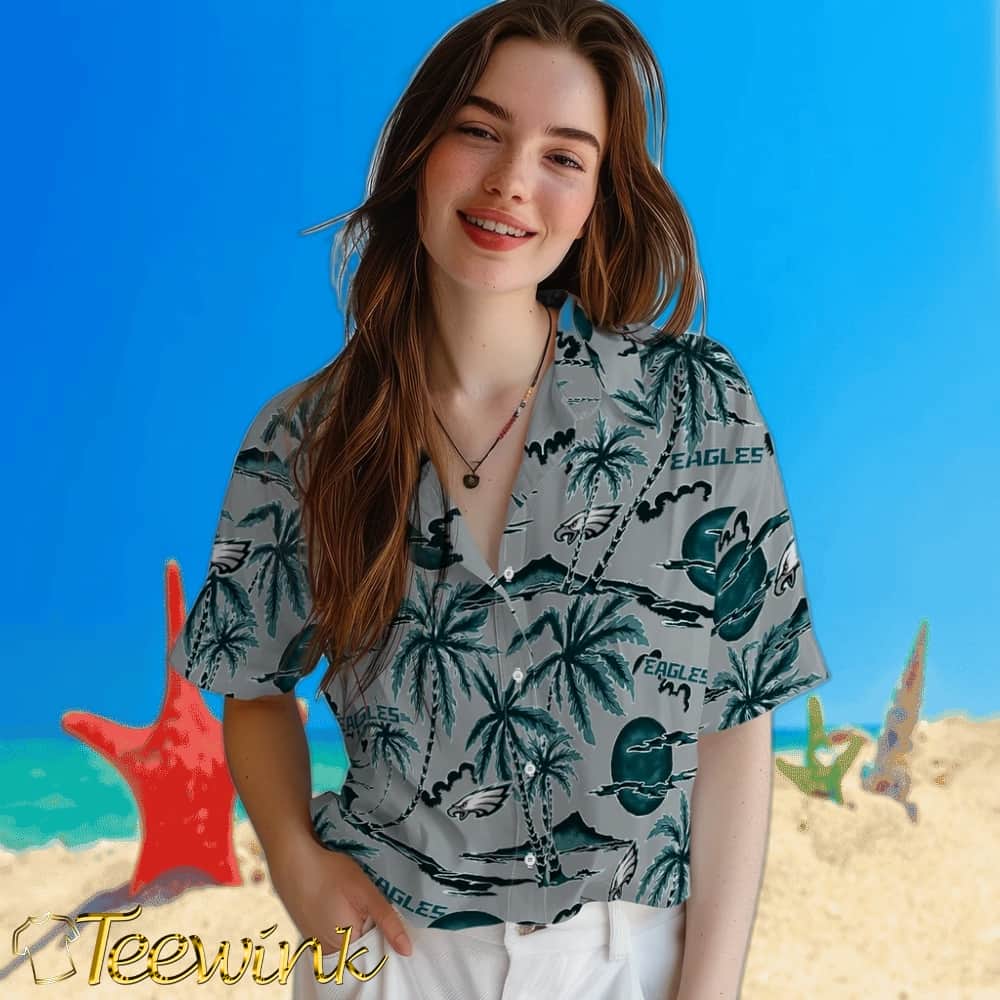 Philadelphia Eagles Hawaiian Shirt – Palm Sunset image 4 Philadelphia Eagles Hawaiian Shirt – Palm Sunset image 4