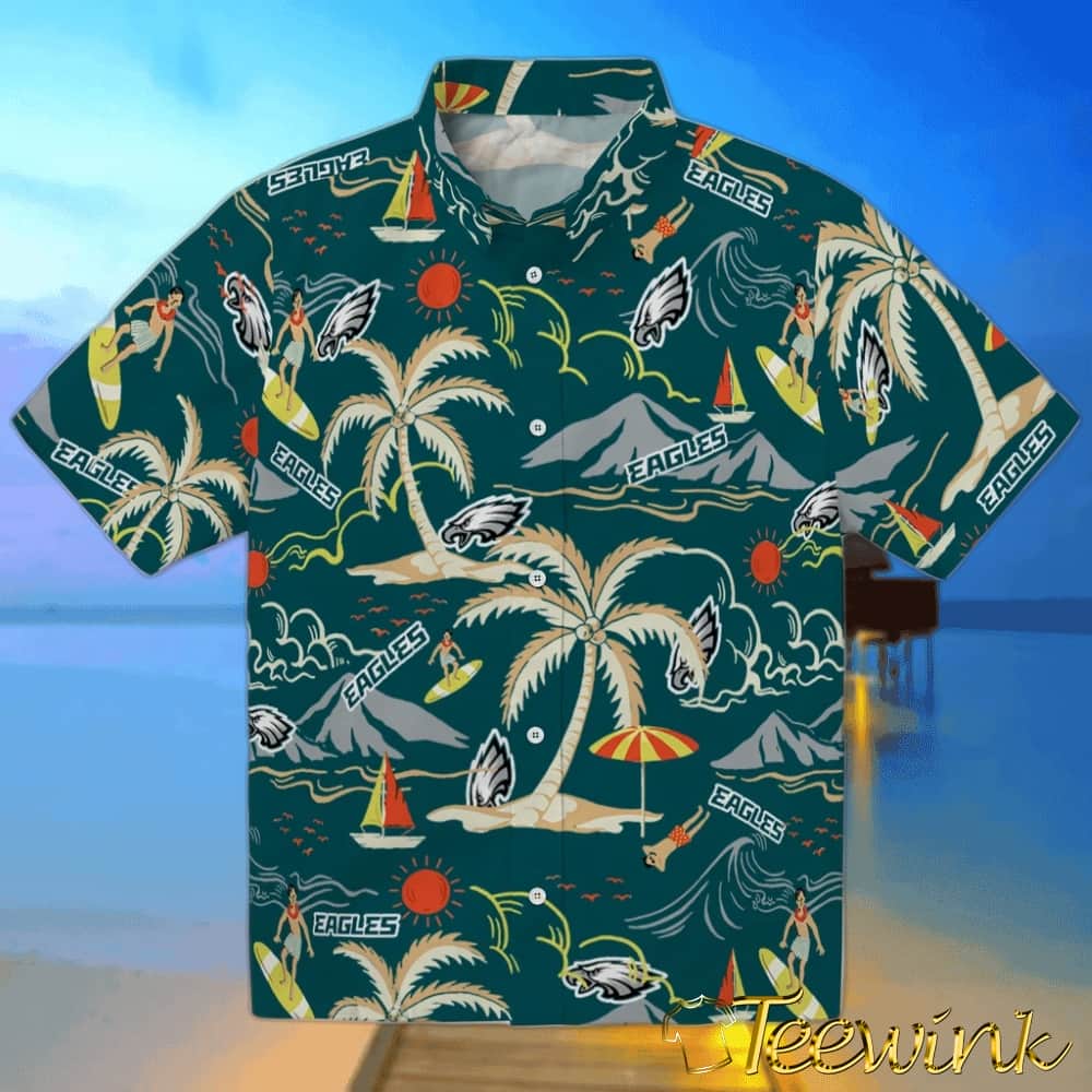 Philadelphia Eagles Hawaiian Shirt – Palm Sunset Philadelphia Eagles Hawaiian Shirt – Palm Sunset