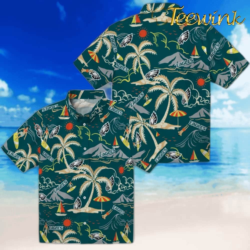 Philadelphia Eagles Hawaiian Shirt – Palm Tree Island image 3 Philadelphia Eagles Hawaiian Shirt – Palm Tree Island image 3