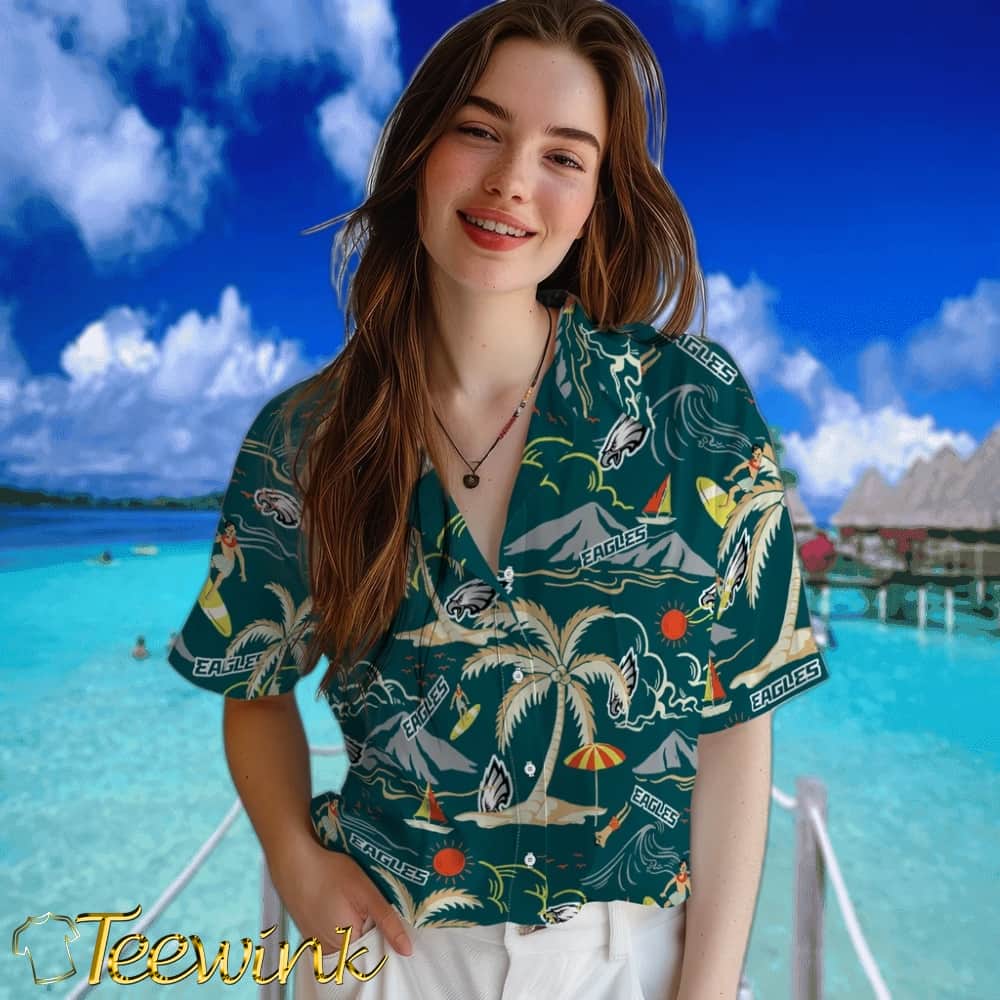 Philadelphia Eagles Hawaiian Shirt – Palm Tree Island image 4 Philadelphia Eagles Hawaiian Shirt – Palm Tree Island image 4